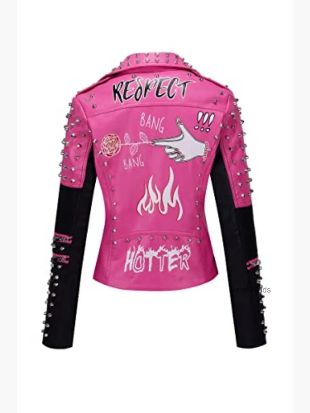 Studded Faux Leather Moto Jacket Belted Windbreaker Streetwear - Picture 3 of 7